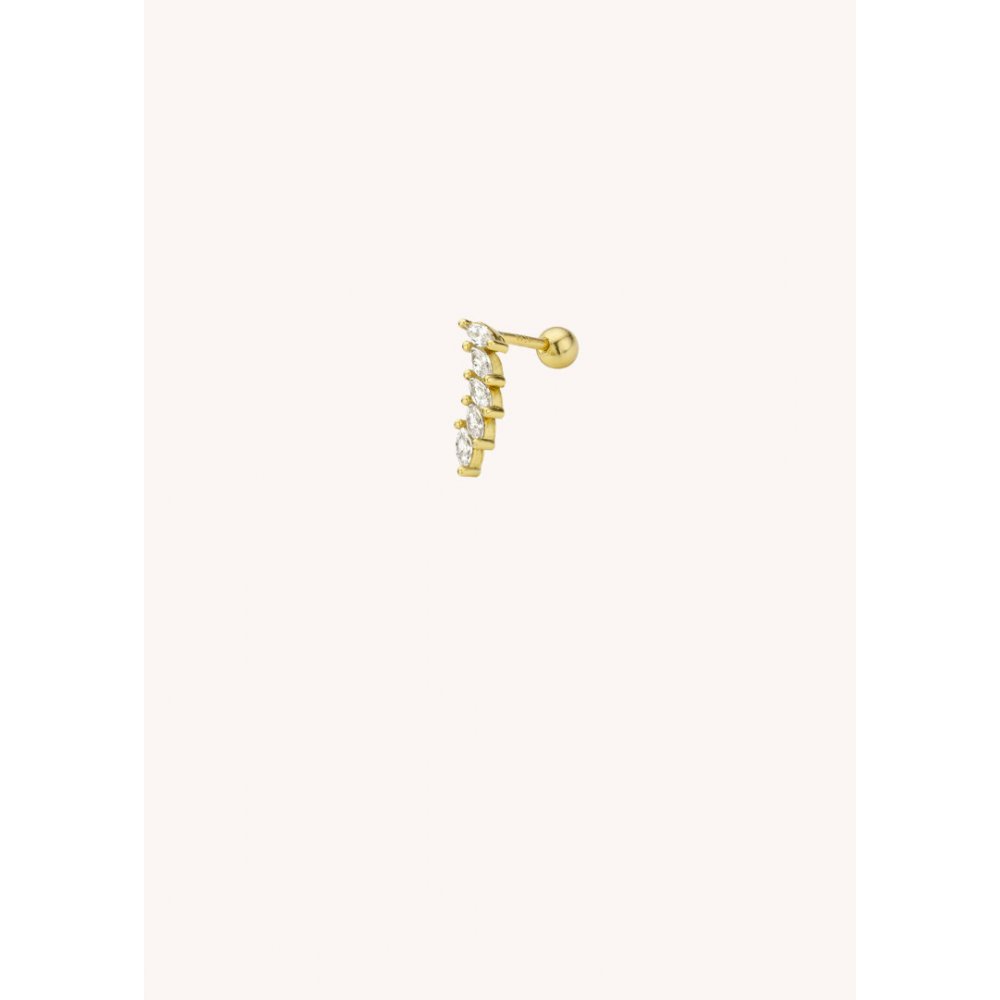 Γυναικείo Μονό Σκουλαρίκι Mya-Bay Little Leaf Επιχρυσωμένος Ορείχαλκος Ζιργκόν P-26