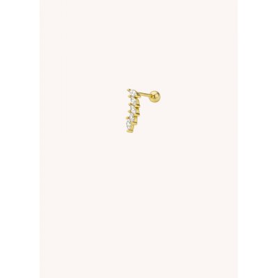  Γυναικείo Μονό Σκουλαρίκι Mya-Bay Little Leaf Επιχρυσωμένος Ορείχαλκος Ζιργκόν P-26