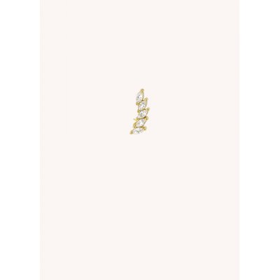  Γυναικείo Μονό Σκουλαρίκι Mya-Bay Little Leaf Επιχρυσωμένος Ορείχαλκος Ζιργκόν P-26