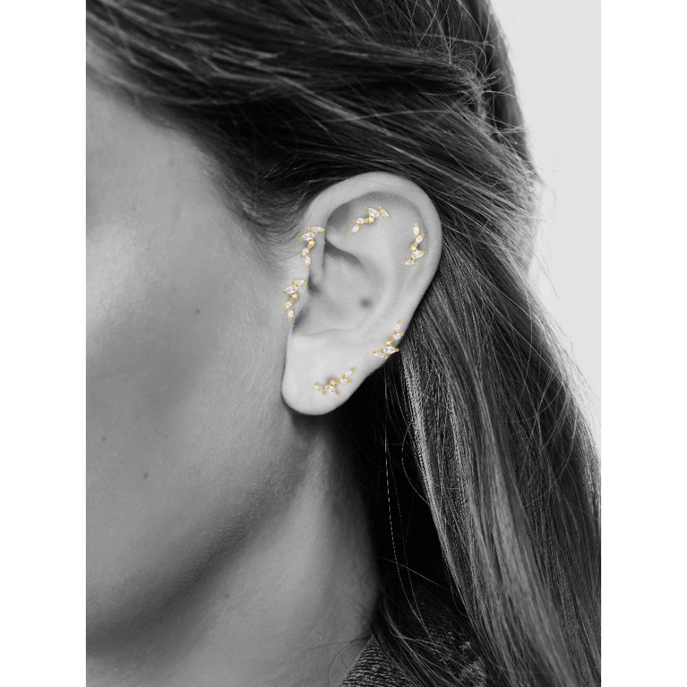 Γυναικείo Μονό Σκουλαρίκι Mya-Bay Little Sweetbay Magnolia Επιχρυσωμένο Ασήμι 925 Ζιργκόν P-21