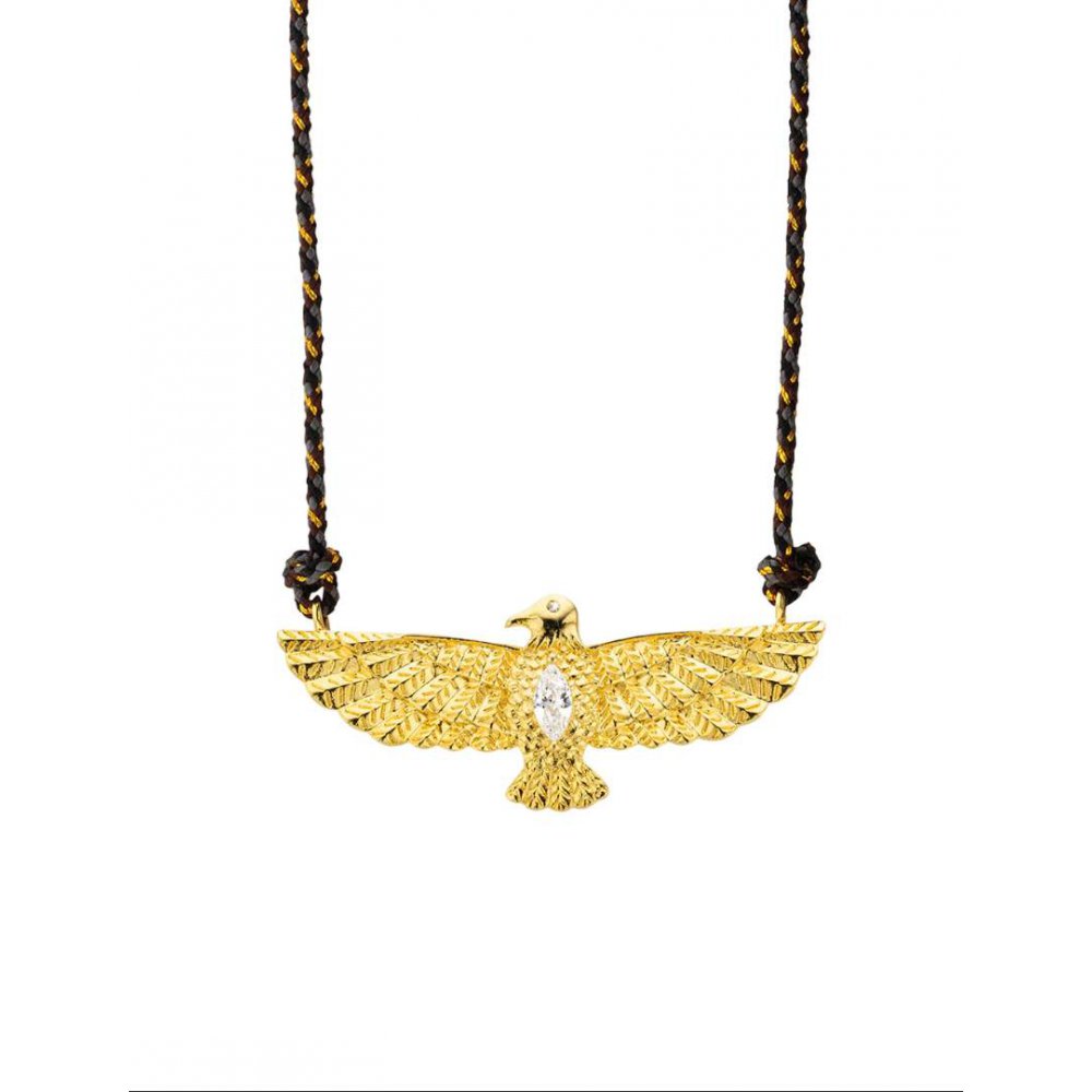 Γυναικείο Κολιέ Mya-Bay Eagle 24K Επιχρυσωμένος Ορείχαλκος Ζιργκόν Κορδόνι CO-239