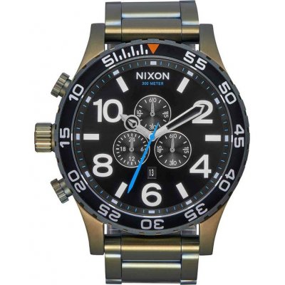 NIXON Men's Watch 51-30 Heavy Hitter Chronograph Olive Stainless Steel Bracelet Black Sunray/Surplus A083-5092-00 NIXON Men's Watch 51-30 Heavy Hitter Chronograph Olive Stainless Steel Bracelet Black Sunray/Surplus A083-5092-00