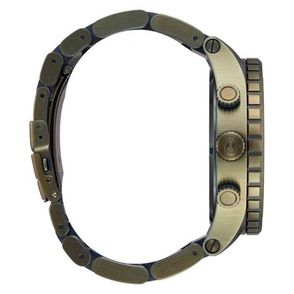 NIXON Men's Watch 51-30 Heavy Hitter Chronograph Olive Stainless Steel Bracelet Black Sunray/Surplus A083-5092-00