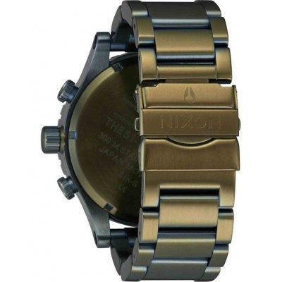 NIXON Men's Watch 51-30 Heavy Hitter Chronograph Olive Stainless Steel Bracelet Black Sunray/Surplus A083-5092-00