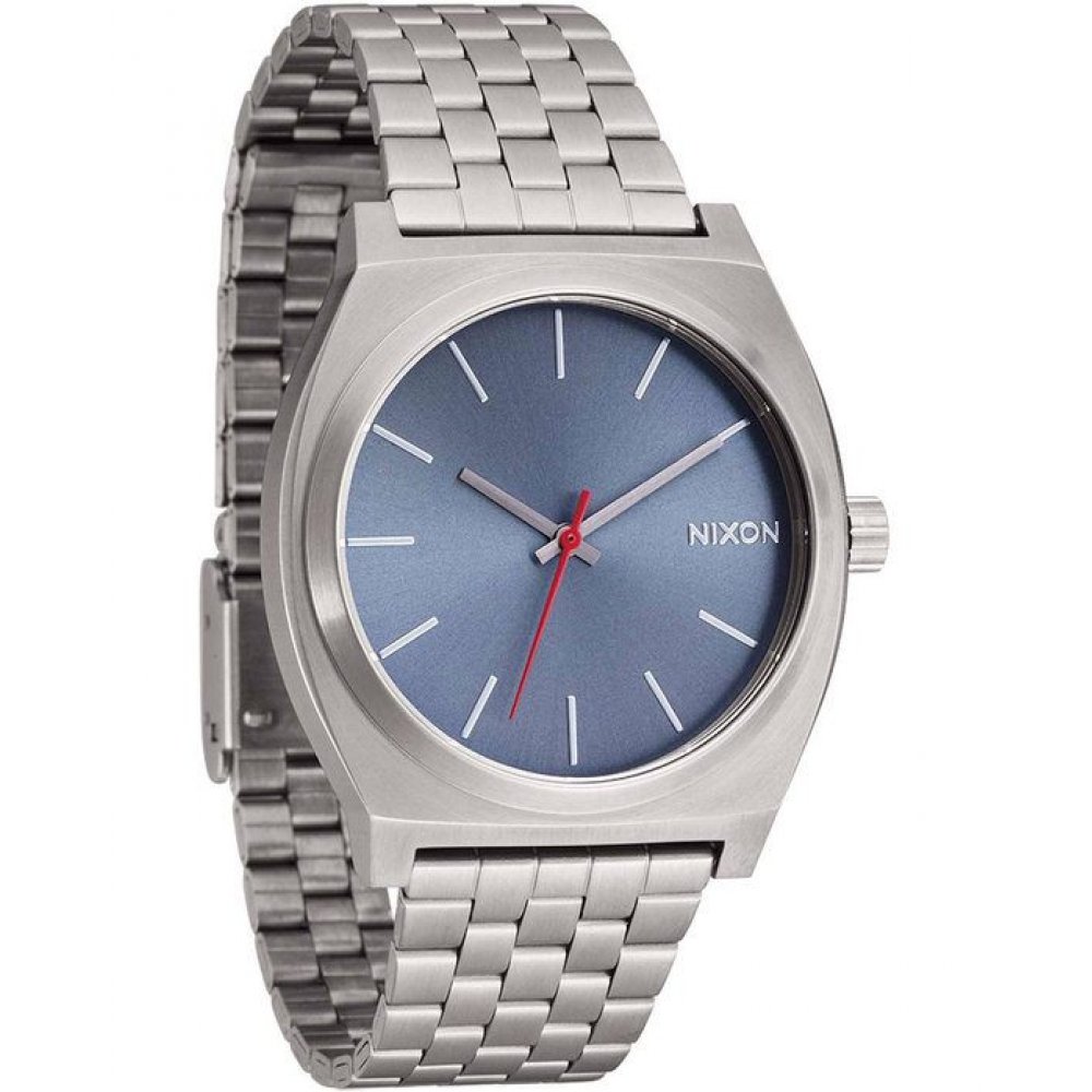 ΝΙΧΟΝ Unisex Watch Time Teller Silver 37mm Stainless Steel Light Gunmetal/Dusty Blue A045-5160-00