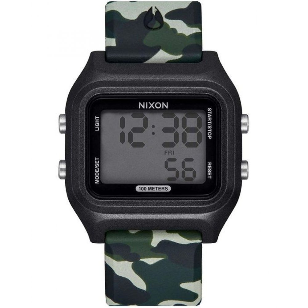 NIXON Unisex Ψηφιακό Ρολόι Ripper Chronograph 36.5mm Λουράκι Σιλικόνης Μαύρο/Camouflage A1399-047-00