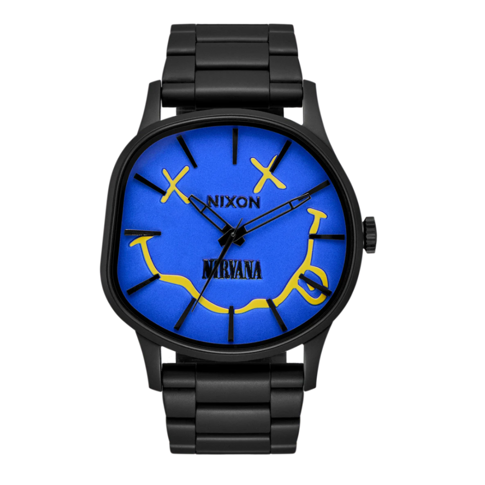 Unisex Watch ΝΙΧΟΝ Nirvana Sentry Wobble 42mm Stainless Steel Bracelet Black/Blue Nirvana Smiley A1417-5367-00