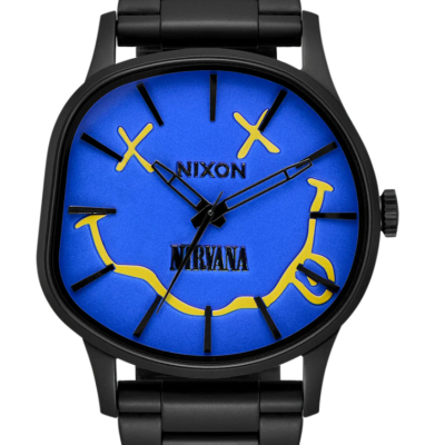  Unisex Ρολόι ΝΙΧΟΝ Nirvana Sentry Wobble 42mm Ανοξείδωτο Ατσάλι Μπρασελέ Μαύρο/Μπλε Nirvana Smiley A1417-5367-00