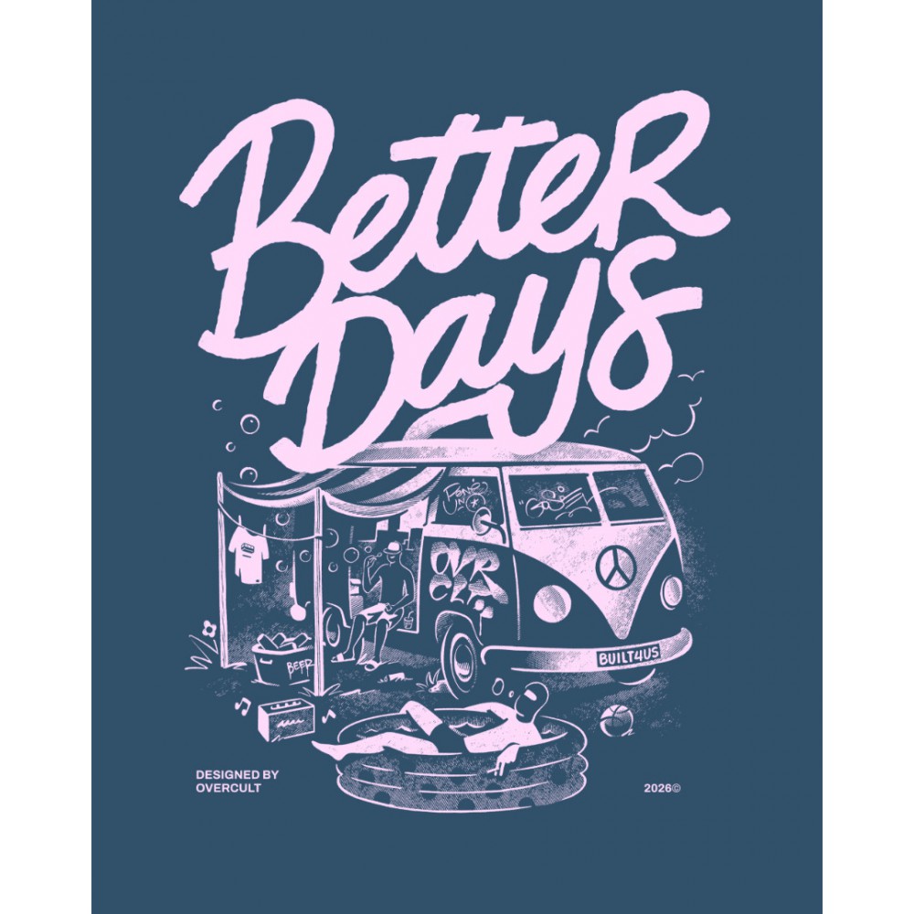 Unisex T-Shirt Overcult Better Days Handmade Μεταξοτυπία  Μπλε/Ροζ OV-001