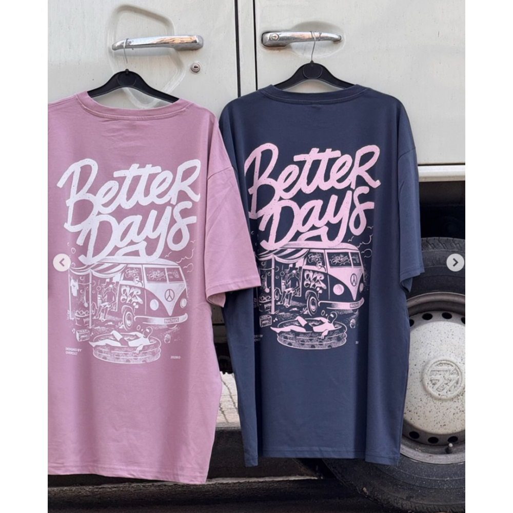 Unisex T-Shirt Overcult Better Days Handmade Μεταξοτυπία  Ροζ/Λευκό OV-001