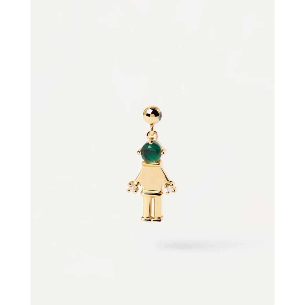Γυναικείο Charm PdPaola Girl&Boy Επιχρυσωμένο Ασήμι 925 Μαλαχίτης Ζιργκόν CH01-019-U