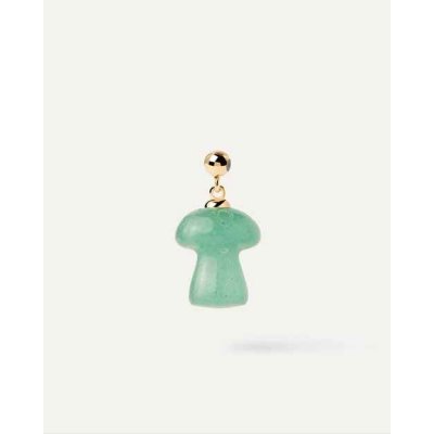 Woman's Necklace PD PAOLA Green Aventurine Mushroom Charm Gold Plated Sterling Silver CH01-094-U