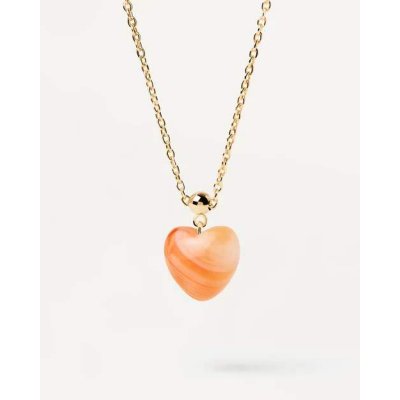  Γυναικείο Κολιέ PD PAOLA Orange Agate Heart Charm Επιχρυσωμένο Ασήμι 925 Αχάτης CH01-117-U