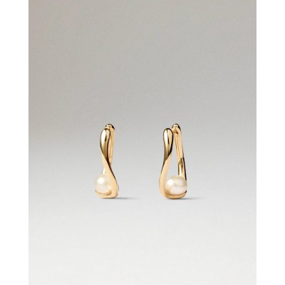 Woman's Earrings PdPaola La Perla Lupa Hoops Gold-Plated Brass Freshwater Pearl ARB1-G51-U