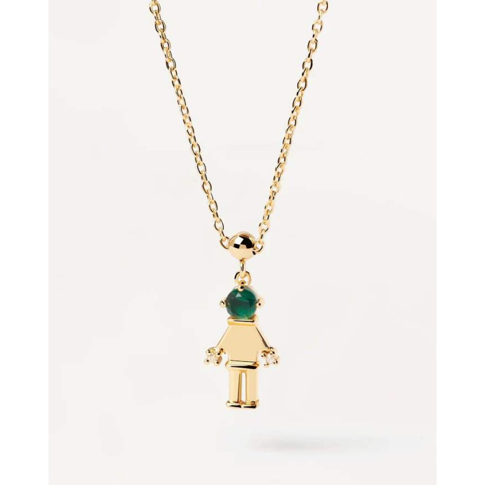Γυναικείο Charm PdPaola Girl&Boy Επιχρυσωμένο Ασήμι 925 Μαλαχίτης Ζιργκόν CH01-019-U