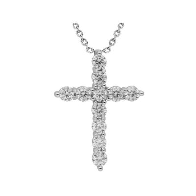 Woman's Necklace Brizzling Heart Cross Silver 925 Moissanite BMP2118