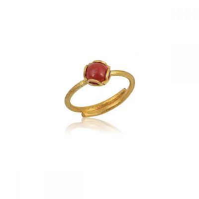 Γυναικείο Δαχτυλίδι Eleni Tsaprali Stone Small Ruby Επιχρυσωμένο 925 Ασήμι Ρουμπίνι 0194-7