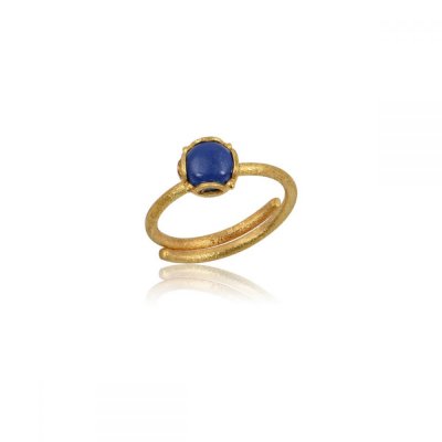 Γυναικείο Δαχτυλίδι Eleni Tsaprali Stone Small Blue Coral Επιχρυσωμένο 925 Ασήμι Μπλε Κοράλι 0194-4