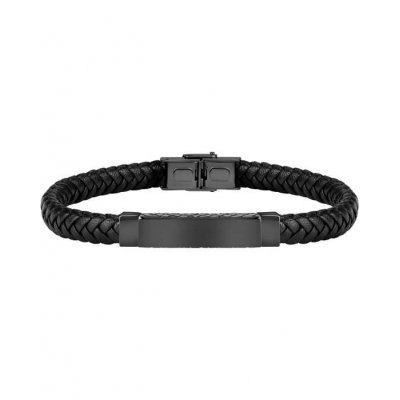 Men's Bracelet Sector Bandy Stainless Steel Leather All Black SZV51