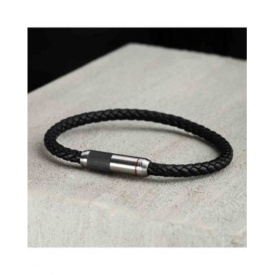 Men's Bracelet Sector Bandy Stainless Steel Leather Silver Black SZV102