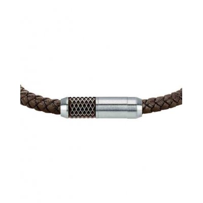 Men's Bracelet Sector Bandy Stainless Steel Leather Silver Brown SZV103