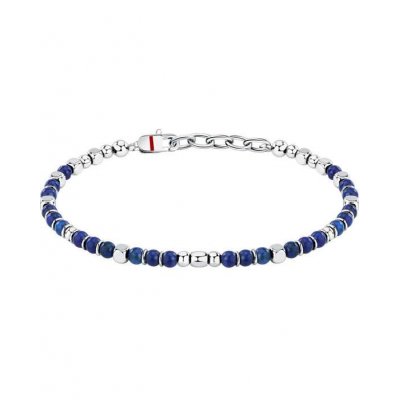 Men's Bracelet Sector Basic Stainless Steel Silver Lapis Lazouli Blue SZS109