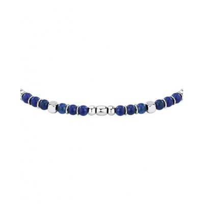 Men's Bracelet Sector Basic Stainless Steel Silver Lapis Lazouli Blue SZS109