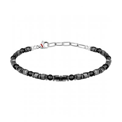 Men's Bracelet Sector Basic Stainless Steel Zirconia Silver/Black SZS97