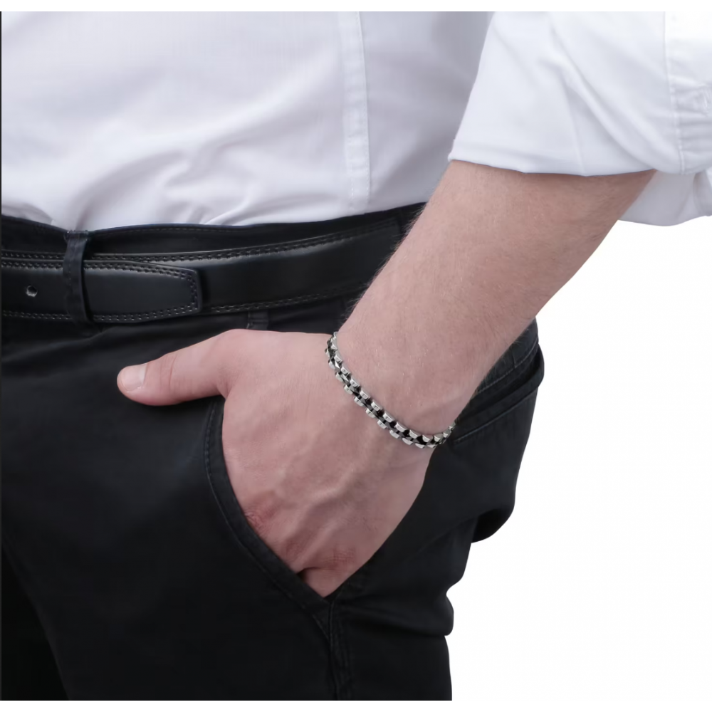 Men's Bracelet Sector Ceramic Stainless Steel/Ceramic Silver Black SAFR05