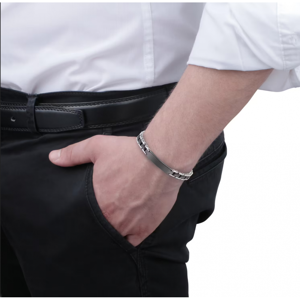 Men's Bracelet Sector Ceramic Stainless Steel/Ceramic Silver Black SAFR06