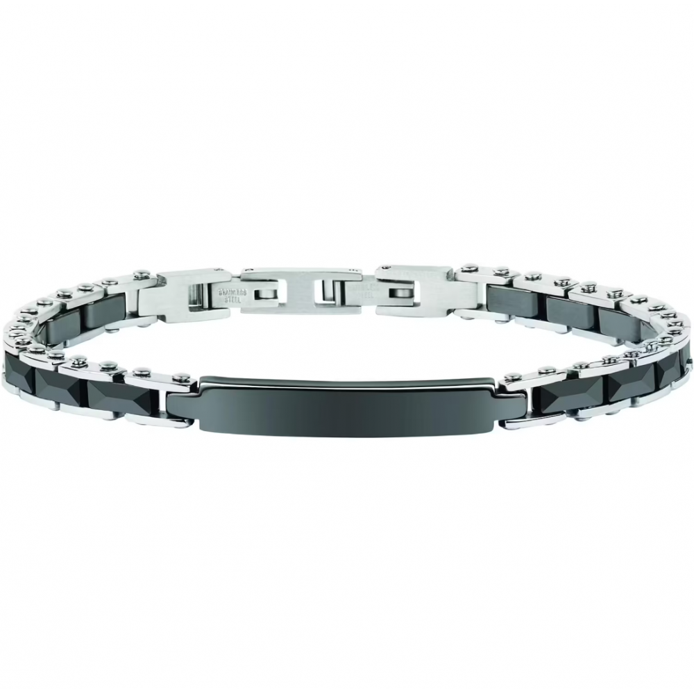 Men's Bracelet Sector Ceramic Stainless Steel/Ceramic Silver Black SAFR06