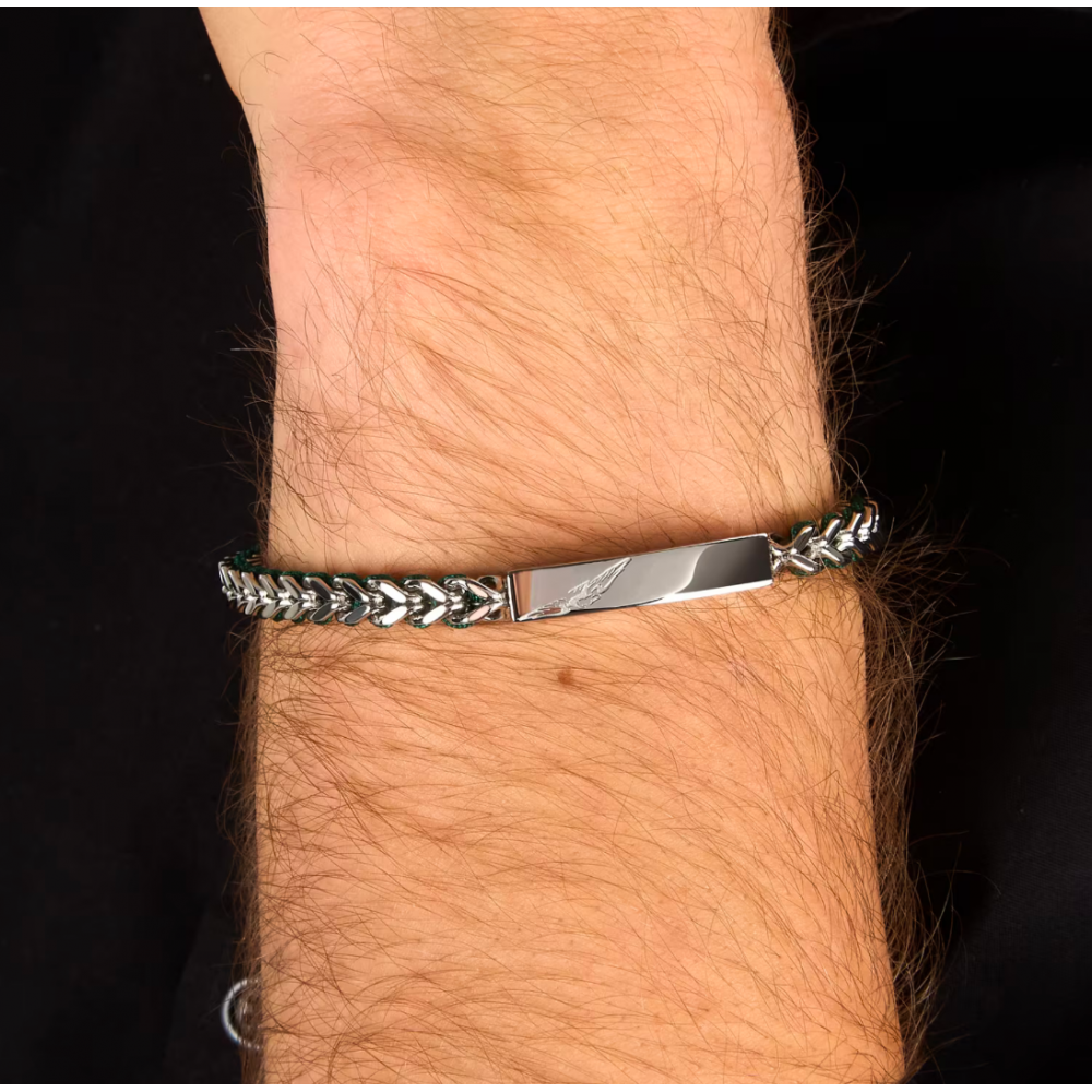 Men's Bracelet Sector Bandy Collection Stainless Steel Silver Green SZV130