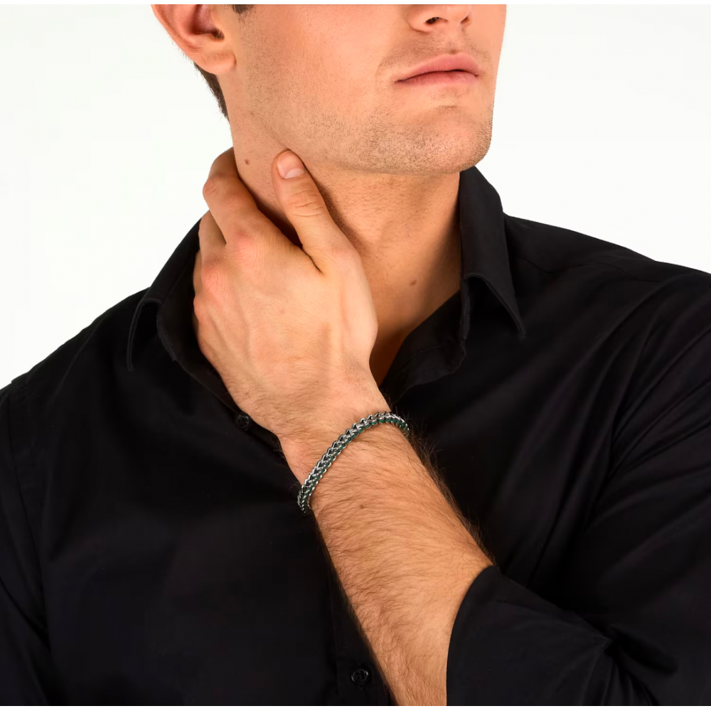 Men's Bracelet Sector Bandy Collection Stainless Steel Silver Green SZV134