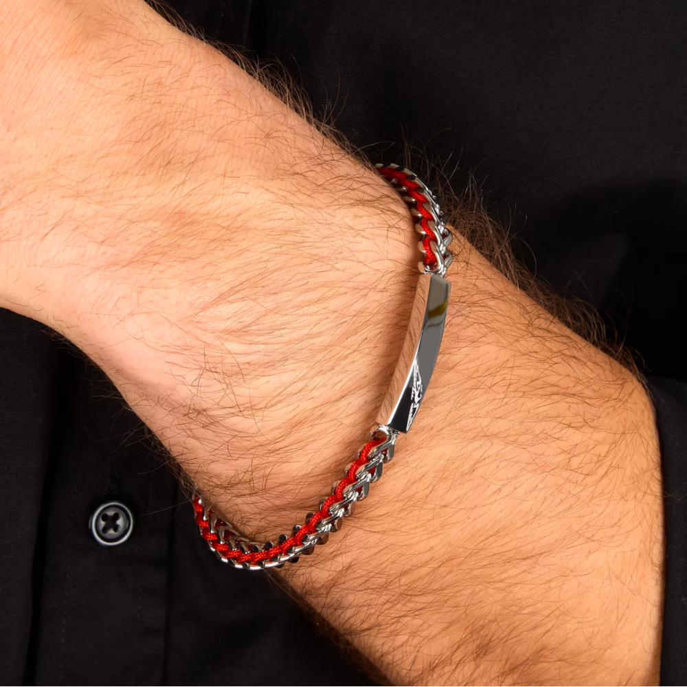 Men's Bracelet Sector Bandy Collection Stainless Steel Silver Red SZV131