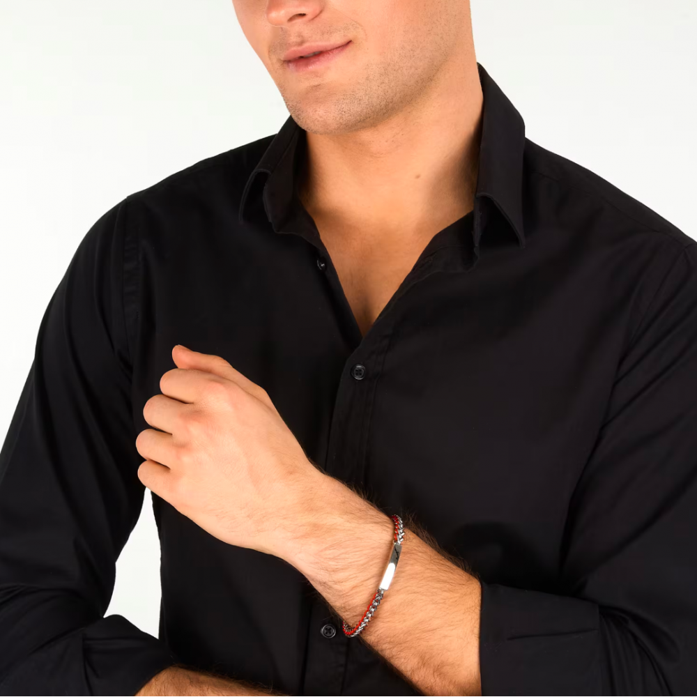 Men's Bracelet Sector Bandy Collection Stainless Steel Silver Red SZV131