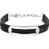Men's Bracelet Sector Bandy Collection Stainless Steel Leather Silver Black SZV138