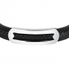 Men's Bracelet Sector Bandy Collection Stainless Steel Leather Silver Black SZV138