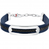 Men's Bracelet Sector Bandy Collection Stainless Steel Leather Silver Black Blue SZV139