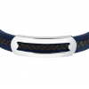 Men's Bracelet Sector Bandy Collection Stainless Steel Leather Silver Black Blue SZV139