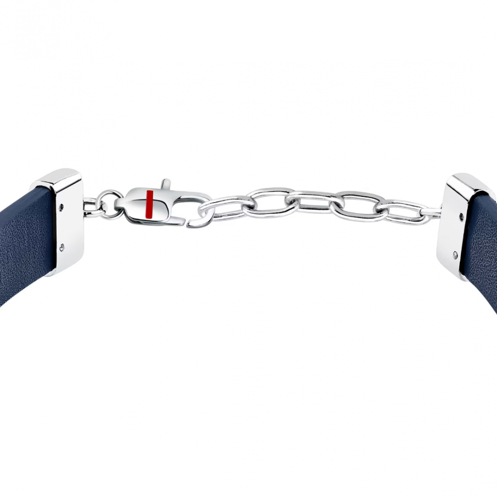 Men's Bracelet Sector Bandy Collection Stainless Steel Leather Silver Black Blue SZV139