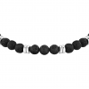 Men's Bracelet Sector Basic Stainless Steel Silver Black Lava Stone SZS112