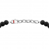 Men's Bracelet Sector Basic Stainless Steel Silver Black Lava Stone SZS112