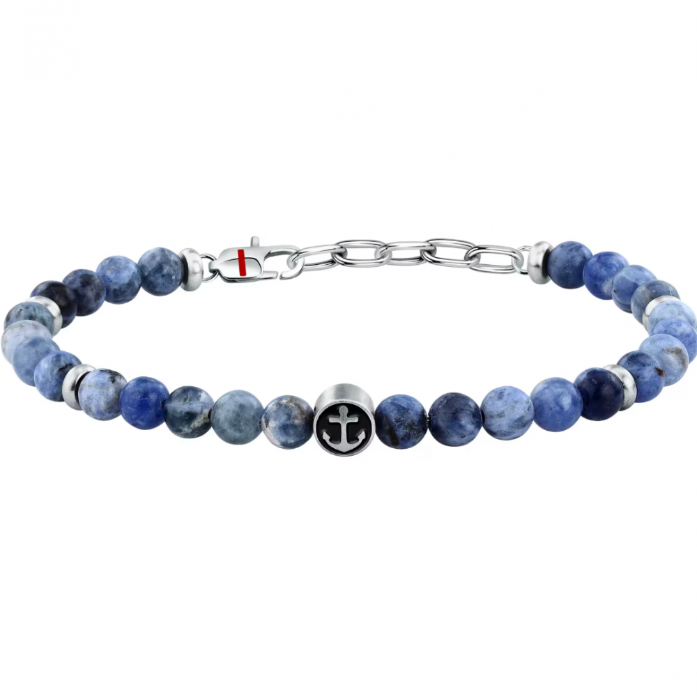 Men's Bracelet Sector Marine Stainless Steel Sodalite Silver SAGJ39