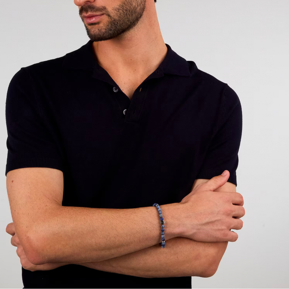 Men's Bracelet Sector Marine Stainless Steel Sodalite Silver SAGJ39