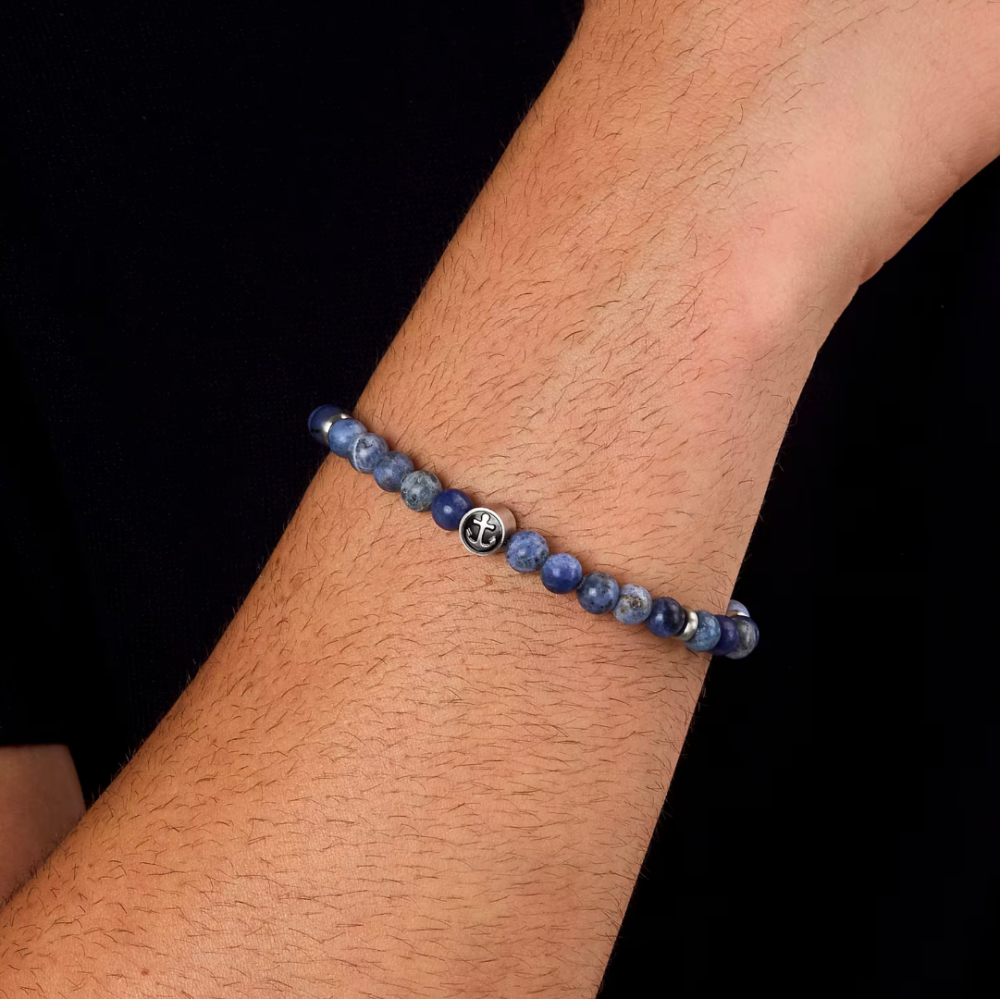 Men's Bracelet Sector Marine Stainless Steel Sodalite Silver SAGJ39