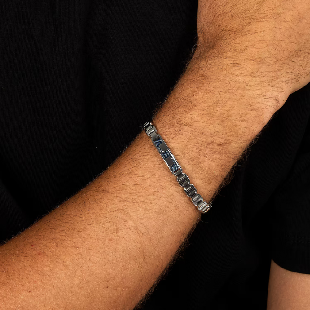 Men's Bracelet Sector Premium Stainless Steel Silver/Blue SAVK14