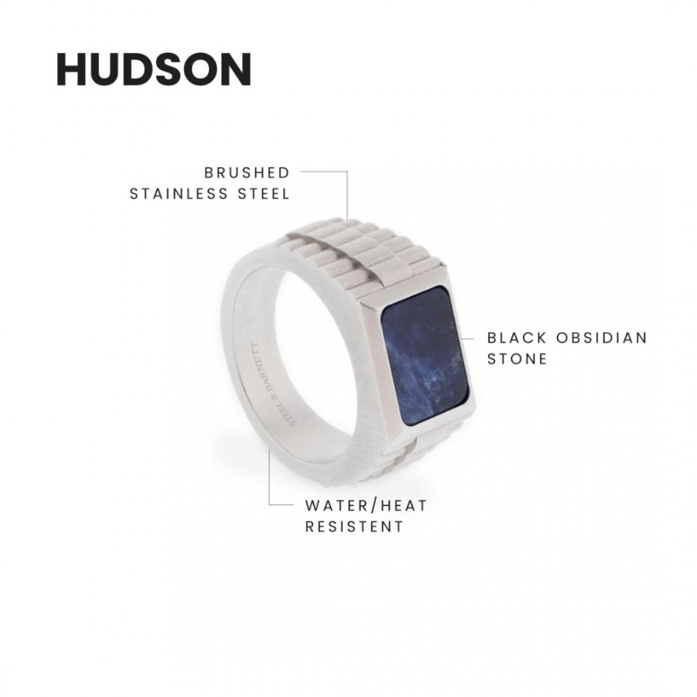 Ανδρικό Δαχτυλίδι Steel & Barnett Hudson Gemstone Silver Collection Ανοξείδωτο Ατσάλι Μπλε Σοδαλίτης SB002