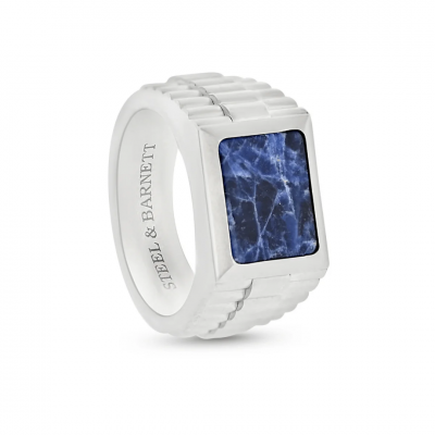 Ανδρικό Δαχτυλίδι Steel & Barnett Hudson Gemstone Silver Collection Ανοξείδωτο Ατσάλι Μπλε Σοδαλίτης SB002