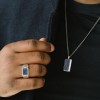 Ανδρικό Δαχτυλίδι Steel & Barnett Hudson Gemstone Silver Collection Ανοξείδωτο Ατσάλι Μπλε Σοδαλίτης SB002