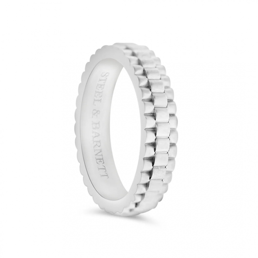 Ανδρικό Δαχτυλίδι Steel & Barnett Nova Watch Link Silver Collection Ανοξείδωτο Ατσάλι Ασημί SBN004
